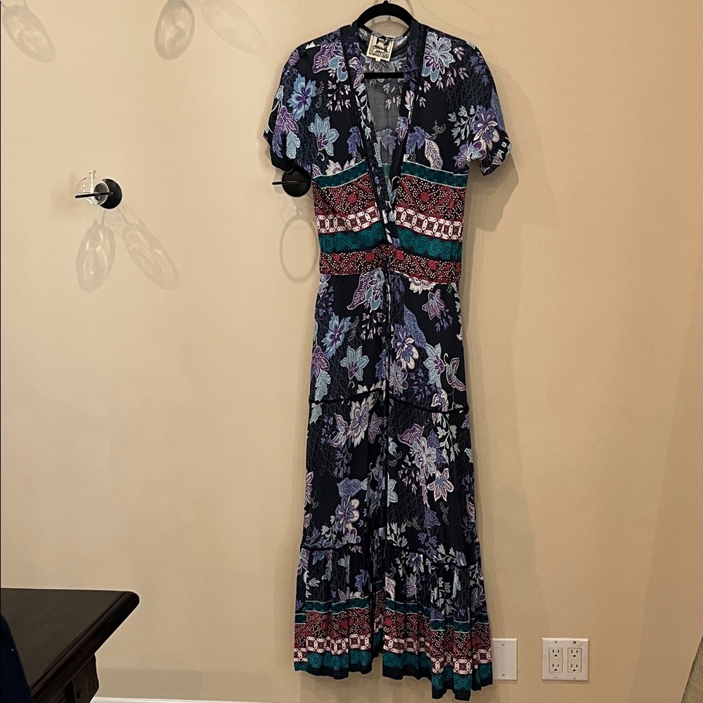 Floral Maxi Dress with Short Sleeves